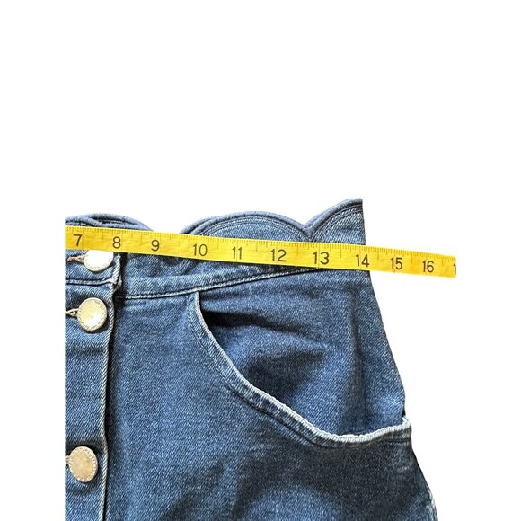 Maje Jaron Denim Button-Front Mini Skirt With Scalloped Waistband Front Pockets - Picture 9 of 11
